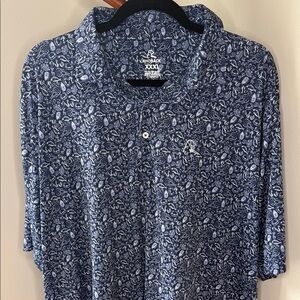 Rhoback Blue Polo Shirt with Paisley Pattern